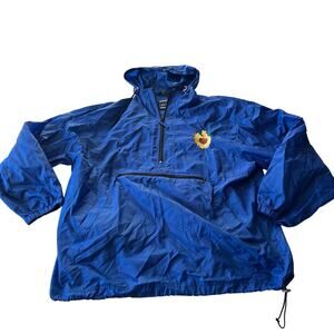 Vtg Y2K 2000s Blue Embroidered Sunflower Bird Pullover Rain Jacket Plus Sz XXL